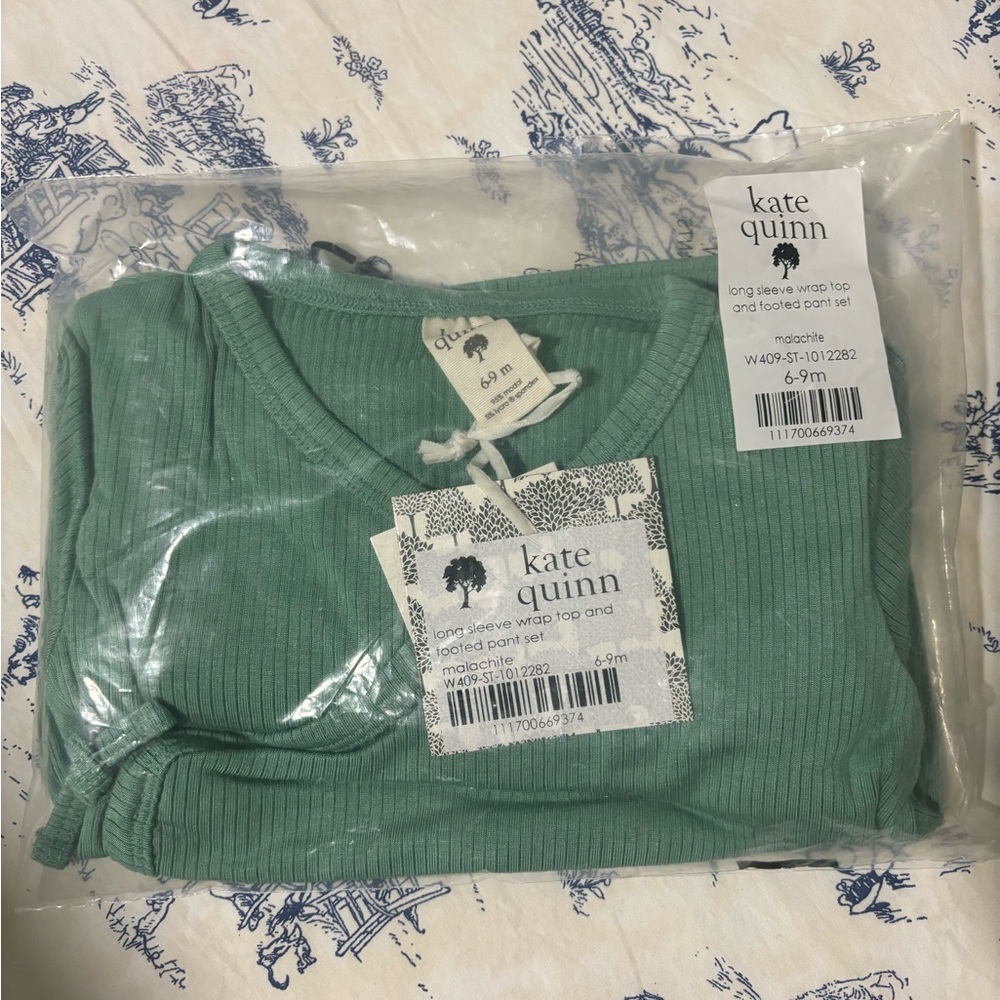 Kate Quinn long sleeve wrap top and footed Set